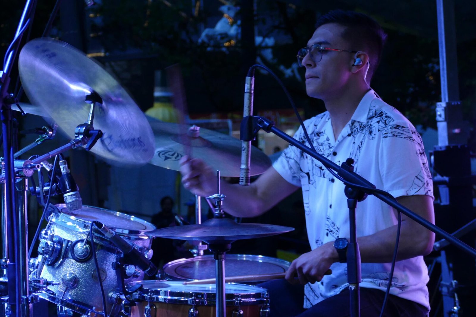 Juan Montoya playing drums
